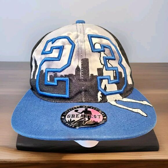 Greatest 23 Chicago MJ Alt Hook Up Blue Black Skyline Era Snapback Hat Cap USA - Picture 1 of 14